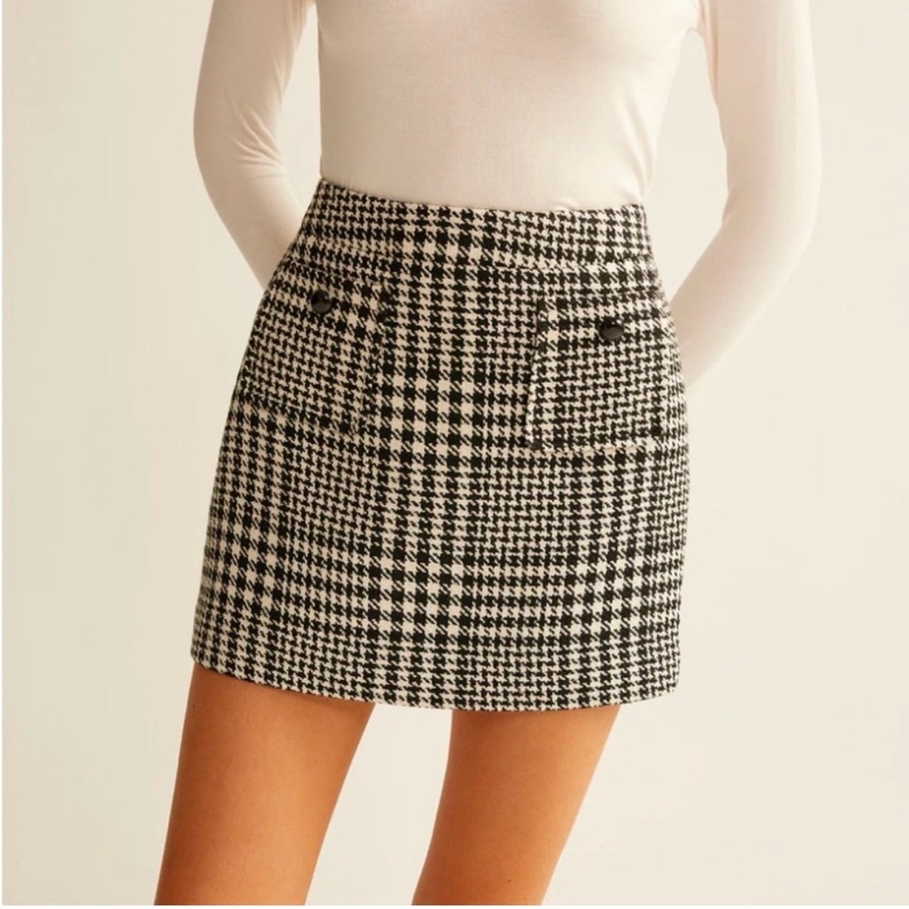 Commense Houndstooth Mini Skirt - Black & White